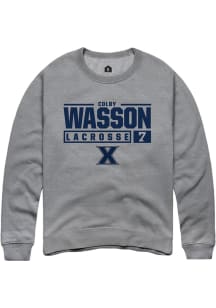 Colby Wasson  Rally Xavier Musketeers Mens Grey NIL Stacked Box Long Sleeve Crew Sweatshirt