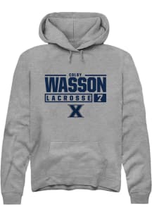 Colby Wasson  Rally Xavier Musketeers Mens Grey NIL Stacked Box Long Sleeve Hoodie