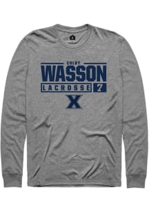 Colby Wasson  Xavier Musketeers Grey Rally NIL Stacked Box Long Sleeve T Shirt