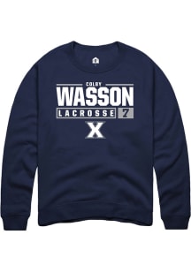 Colby Wasson  Rally Xavier Musketeers Mens Navy Blue NIL Stacked Box Long Sleeve Crew Sweatshirt