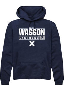 Colby Wasson  Rally Xavier Musketeers Mens Navy Blue NIL Stacked Box Long Sleeve Hoodie