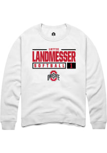 lottie landmesser  Rally Ohio State Buckeyes Mens White NIL Stacked Box Long Sleeve Crew Sweatsh..