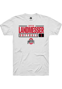lottie landmesser  Ohio State Buckeyes White Rally NIL Stacked Box Short Sleeve T Shirt