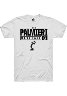 Max Palmieri  Cincinnati Bearcats White Rally NIL Stacked Box Short Sleeve T Shirt