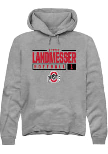 lottie landmesser  Rally Ohio State Buckeyes Mens Grey NIL Stacked Box Long Sleeve Hoodie