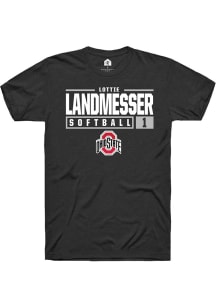 lottie landmesser  Ohio State Buckeyes Black Rally NIL Stacked Box Short Sleeve T Shirt