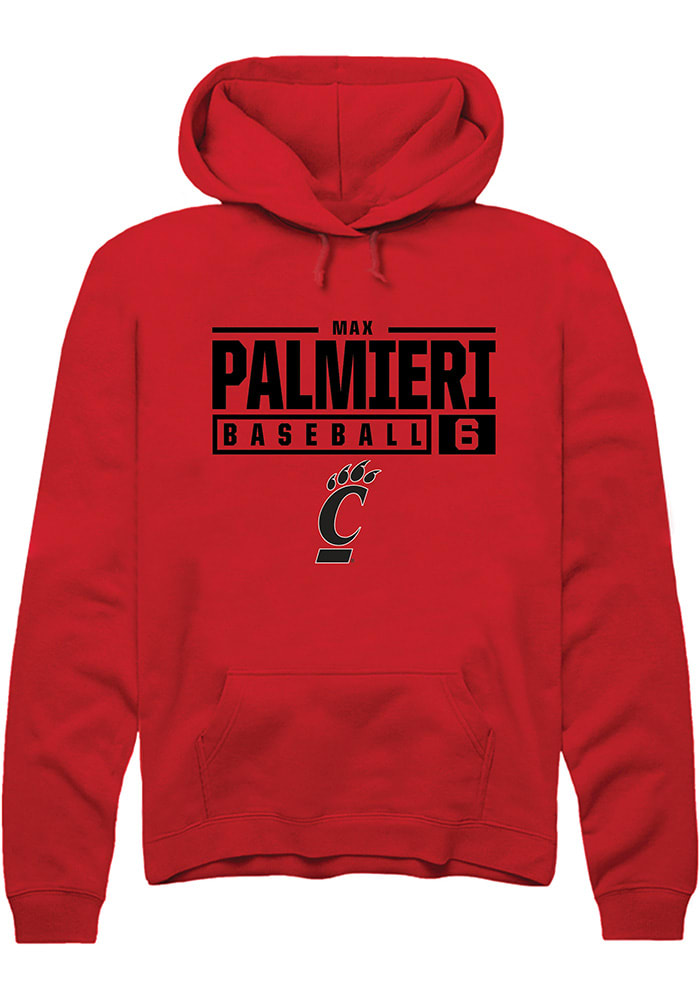 Max Palmieri Rally Cincinnati Bearcats Mens Red NIL Stacked Box Long Sleeve Hoodie