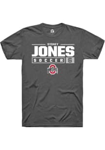 Sydney Jones  Ohio State Buckeyes Dark Grey Rally NIL Stacked Box Short Sleeve T Shirt