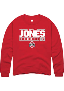 Sydney Jones  Rally Ohio State Buckeyes Mens Red NIL Stacked Box Long Sleeve Crew Sweatshirt