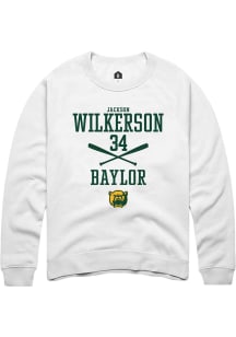 Jackson Wilkerson  Rally Baylor Bears Mens White NIL Sport Icon Long Sleeve Crew Sweatshirt