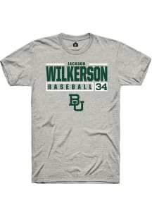 Jackson Wilkerson  Baylor Bears Ash Rally NIL Stacked Box Short Sleeve T Shirt