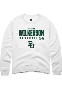 Jackson Wilkerson  Rally Baylor Bears Mens White NIL Stacked Box Long Sleeve Crew Sweatshirt