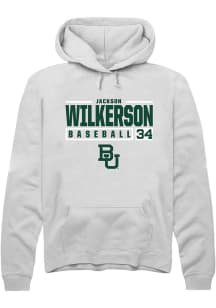 Jackson Wilkerson  Rally Baylor Bears Mens White NIL Stacked Box Long Sleeve Hoodie