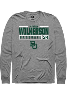 Jackson Wilkerson  Baylor Bears Grey Rally NIL Stacked Box Long Sleeve T Shirt