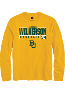 Jackson Wilkerson  Baylor Bears Gold Rally NIL Stacked Box Long Sleeve T Shirt