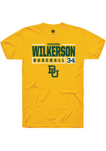 Jackson Wilkerson  Baylor Bears Gold Rally NIL Stacked Box Short Sleeve T Shirt
