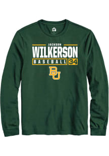 Jackson Wilkerson  Baylor Bears Green Rally NIL Stacked Box Long Sleeve T Shirt