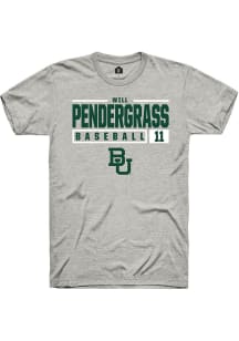 Will Pendergrass  Baylor Bears Ash Rally NIL Stacked Box Short Sleeve T Shirt