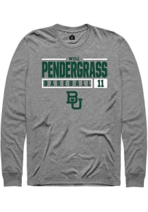 Will Pendergrass  Baylor Bears Grey Rally NIL Stacked Box Long Sleeve T Shirt