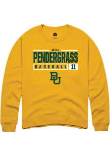 Will Pendergrass  Rally Baylor Bears Mens Gold NIL Stacked Box Long Sleeve Crew Sweatshirt