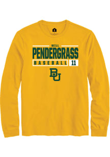 Will Pendergrass  Baylor Bears Gold Rally NIL Stacked Box Long Sleeve T Shirt