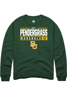 Will Pendergrass  Rally Baylor Bears Mens Green NIL Stacked Box Long Sleeve Crew Sweatshirt
