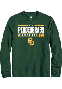 Will Pendergrass  Baylor Bears Green Rally NIL Stacked Box Long Sleeve T Shirt