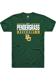 Will Pendergrass  Baylor Bears Green Rally NIL Stacked Box Short Sleeve T Shirt