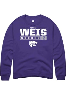 Acacia Weis  Rally K-State Wildcats Mens Purple NIL Stacked Box Long Sleeve Crew Sweatshirt