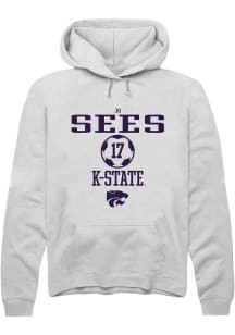Jo Sees  Rally K-State Wildcats Mens White NIL Sport Icon Long Sleeve Hoodie