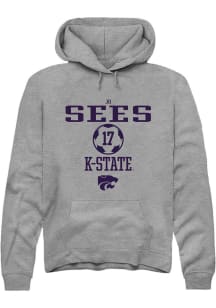 Jo Sees  Rally K-State Wildcats Mens Graphite NIL Sport Icon Long Sleeve Hoodie