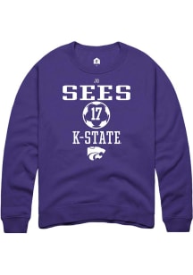 Jo Sees  Rally K-State Wildcats Mens Purple NIL Sport Icon Long Sleeve Crew Sweatshirt