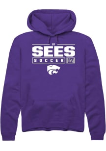 Jo Sees Rally Mens Purple K-State Wildcats NIL Stacked Box Hooded Sweatshirt