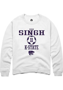 Kiran Singh  Rally K-State Wildcats Mens White NIL Sport Icon Long Sleeve Crew Sweatshirt