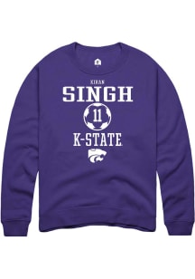 Kiran Singh  Rally K-State Wildcats Mens Purple NIL Sport Icon Long Sleeve Crew Sweatshirt