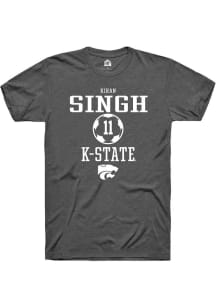 Kiran Singh  K-State Wildcats Dark Grey Rally NIL Sport Icon Short Sleeve T Shirt