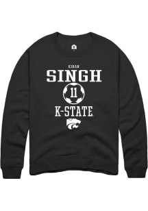 Kiran Singh  Rally K-State Wildcats Mens Black NIL Sport Icon Long Sleeve Crew Sweatshirt
