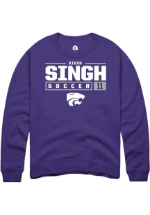 Kiran Singh  Rally K-State Wildcats Mens Purple NIL Stacked Box Long Sleeve Crew Sweatshirt