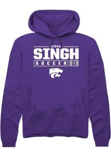 Kiran Singh  Rally K-State Wildcats Mens Purple NIL Stacked Box Long Sleeve Hoodie