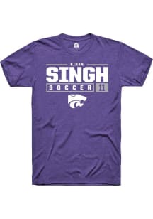 Kiran Singh  K-State Wildcats Purple Rally NIL Stacked Box Short Sleeve T Shirt