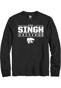 Kiran Singh  K-State Wildcats Black Rally NIL Stacked Box Long Sleeve T Shirt