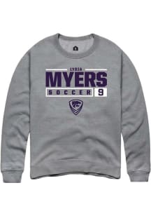 Lydia Myers Rally Mens Graphite K-State Wildcats NIL Stacked Box Crew Sweatshirt