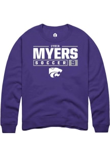 Lydia Myers Rally Mens Purple K-State Wildcats NIL Stacked Box Crew Sweatshirt