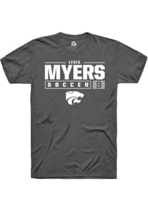 Lydia Myers Dark Grey K-State Wildcats NIL Stacked Box Short Sleeve T Shirt