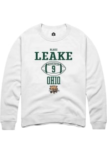 Blake Leake  Rally Ohio Bobcats Mens White NIL Sport Icon Long Sleeve Crew Sweatshirt