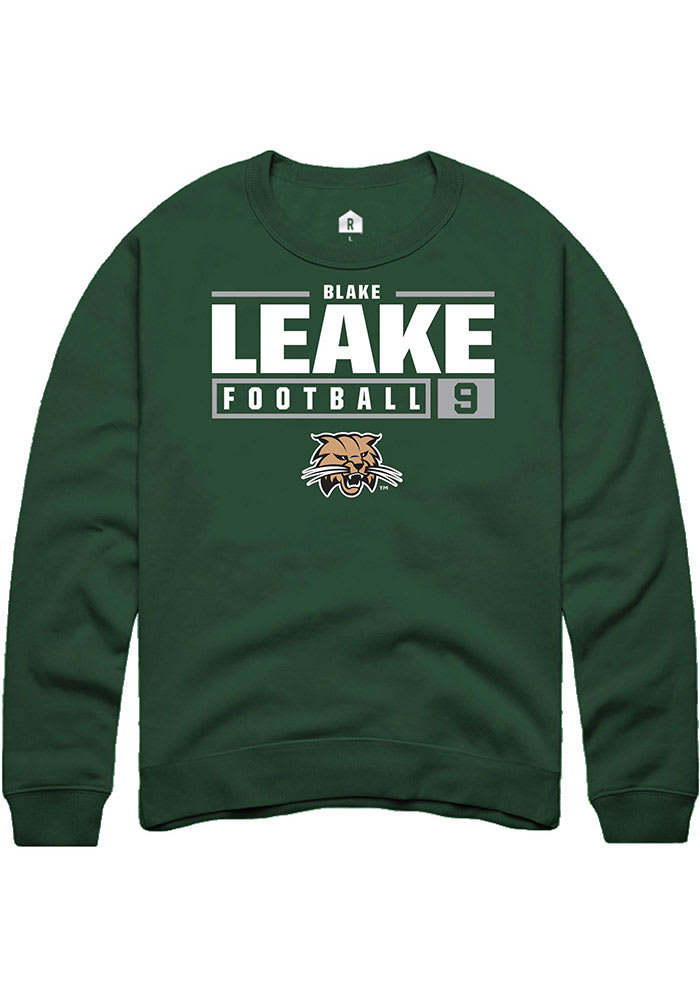 Blake Leake Rally Ohio Bobcats Mens NIL Stacked Box Long Sleeve Crew Sweatshirt