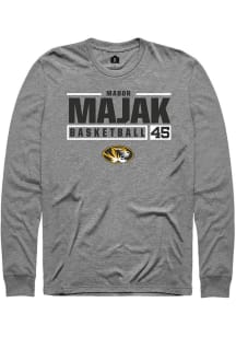 Mabor Majak  Missouri Tigers Grey Rally NIL Stacked Box Long Sleeve T Shirt