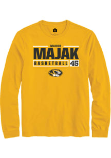 Mabor Majak  Missouri Tigers Gold Rally NIL Stacked Box Long Sleeve T Shirt