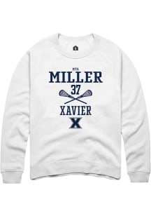 Mya Miller  Rally Xavier Musketeers Mens White NIL Sport Icon Long Sleeve Crew Sweatshirt