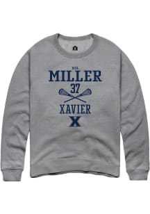 Mya Miller  Rally Xavier Musketeers Mens Grey NIL Sport Icon Long Sleeve Crew Sweatshirt